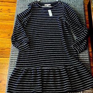 NWT! Long sleeve navy blue dress from Loft. XL and dress has detail (see pic)
